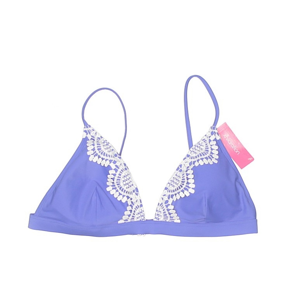 Xhilaration purple and white triangle bikini top